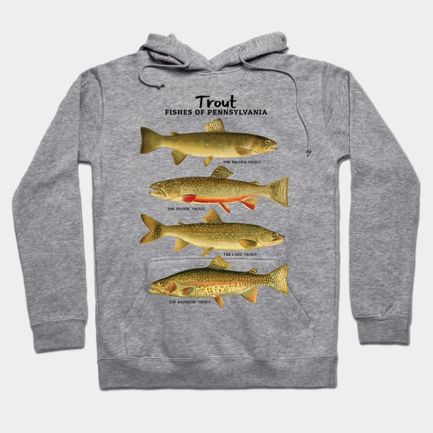 Trout Fishes of Pennsylvania Hoodie by KewaleeTee